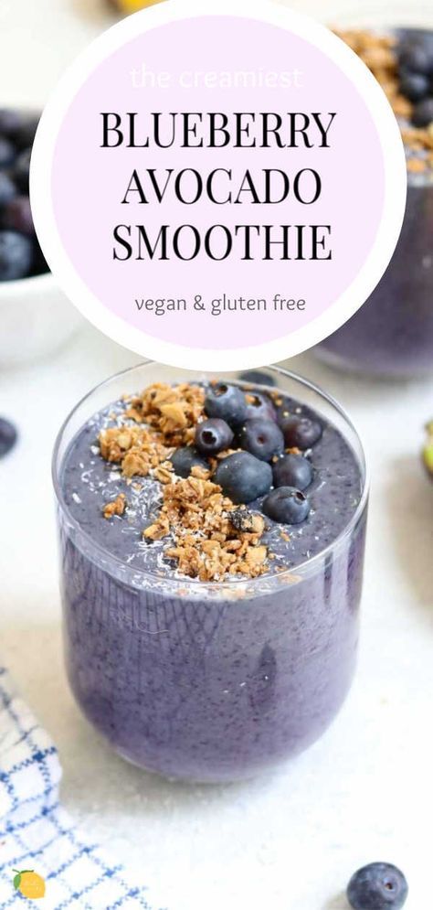 Blueberry Avocado Smoothie, Avocado Muffins, Easy Smoothie Recipe, Avocado Smoothie Recipe, Avocado Dessert, Avocado Brownies, Dairy Free Smoothies, Avocado Smoothie, Blueberries Smoothie