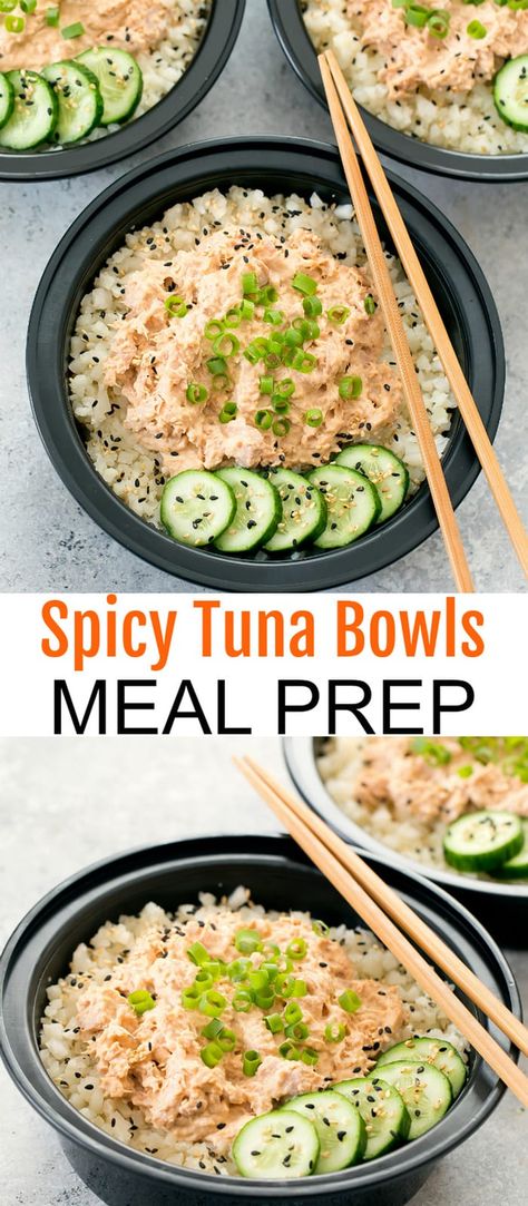 Tuna Bowls, Tuna Rice, Healthy Lunch Meal Prep, Easy Healthy Meal Prep, Spicy Tuna, Prepped Lunches, Lunch Recipes Healthy, Think Food, Health Dinner Recipes