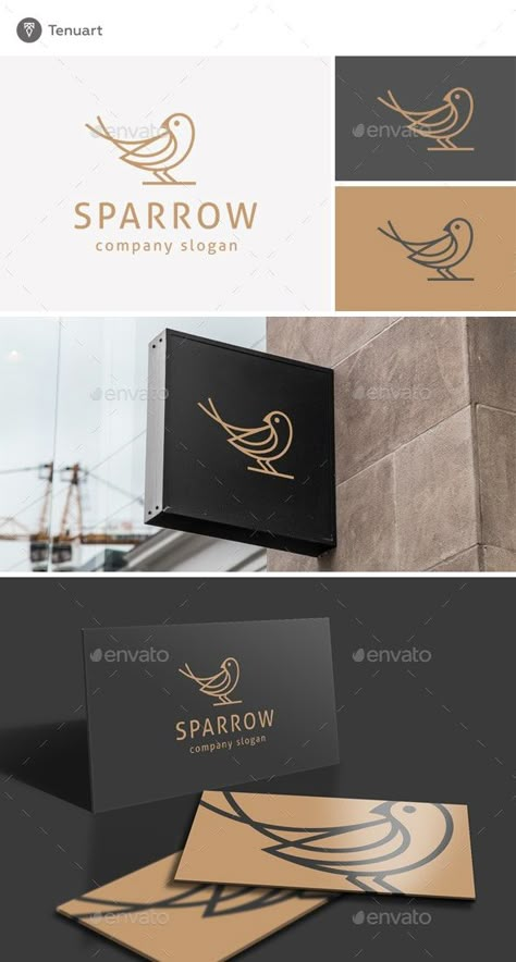 Sparrow Logo, Minimal Branding Design, Flat Logo Design, Business Branding Design, Bird Logo Design, Sparrow Bird, Bird Logo, Animals Design, Bird Logos