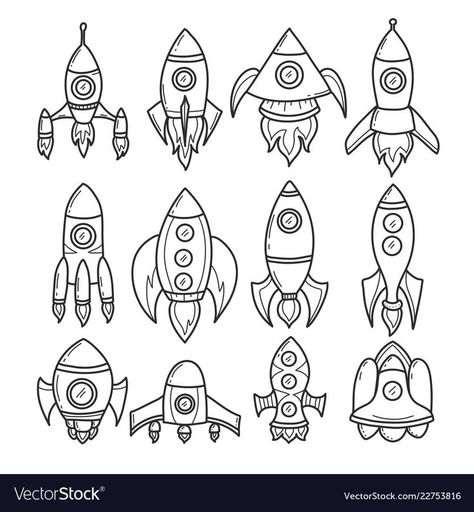 Spaceship Doodle, Cosmic Illustrations, Rocket Drawing, Spaceship Drawing, Cartoon Spaceship, Rocket Cartoon, Rocket Tattoo, Spacecraft Design, Space Doodles