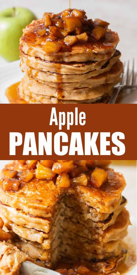 Maple Sauce, Fluffy Pancake Recipe, Sweet Apples, Apple Maple, Cinnamon Pancakes, Apple Pancakes, Fried Apples, Fall Breakfast, Easiest Apples