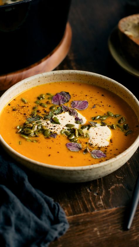 Pumpkin Turmeric Soup, Aip Pumpkin Soup Recipes, The Best Pumpkin Recipes, Ginger Turmeric Recipes, Aip Fall Soups, Pumpkin Carrot Ginger Soup, The Best Pumpkin Soup Recipe, Soup For Appetizer, Ginger Pumpkin Soup