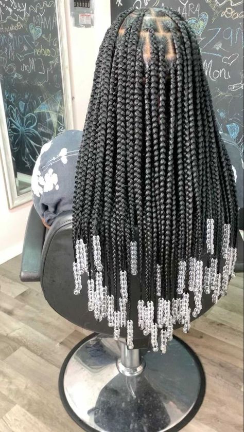 Knotless Braids With Beads, Braids Hairstyles For Black Women, Big Braids, Cute Box Braids, Big Box Braids Hairstyles, Girl Braided Hairstyles, Single Braids, Cute Braided Hairstyles, Box Braids Hairstyles For Black Women