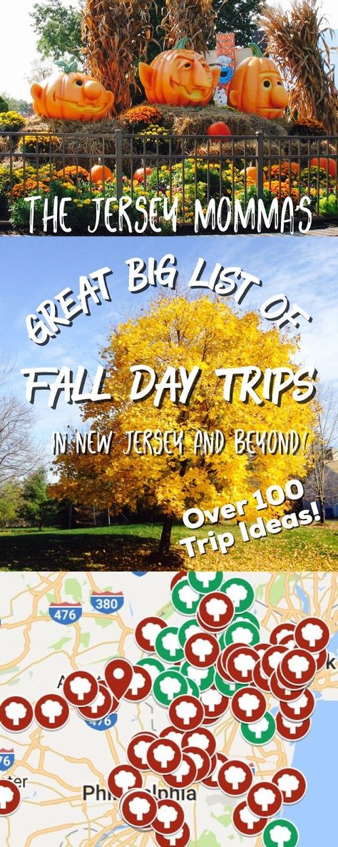 It's finally here! My great big list of Fall day trip ideas in New Jersey (and some beyond, too)! Fall is such a great time to get out and e... Fall In New Jersey, Day Trips In Nj, Fall Places, New Jersey Travel, Events Theme, Kids Castle, Jersey Day, Day Trip Ideas, East Coast Road Trip