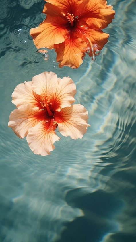 Hibiscus flowers hibiscus floating outdoors. | premium image by rawpixel.com Beach Hibiscus Aesthetic, Yellow Hibiscus Aesthetic, Summer Hibiscus Wallpaper, Summer Flower Background, Hibiscus Flower In Water, Flower In Water Aesthetic, Tropical Flowers Aesthetic, Bright Aesthetic Pictures, Tropical Desktop Wallpaper