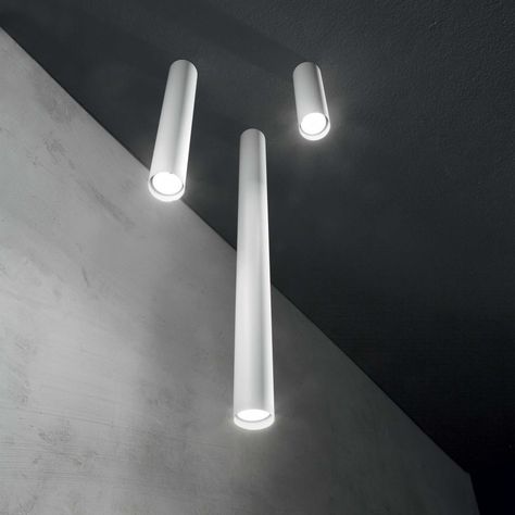 Ideal-Lux | LOOK PL1 H75 NERO - EN Spot Plafond, Ideal Lux, Semi Flush Ceiling Lights, Cylinder Shape, White Lamp, Low Ceiling, Modern Ceiling, Modern Ceiling Light, Flush Ceiling Lights