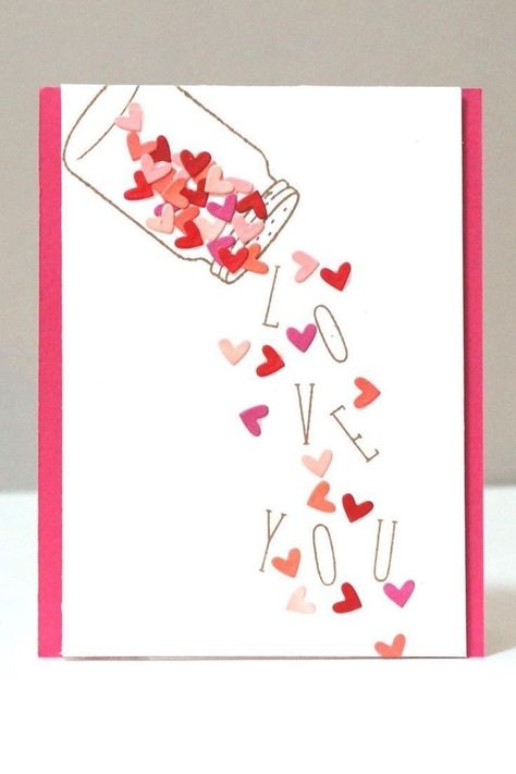 Homemade Card Ideas, Homemade Card, 카��드 디자인, Diy Valentine, Valentines Day Cards, Birthday Cards Diy, Cute Diy, Valentine's Day Cards, Valentine's Day Diy