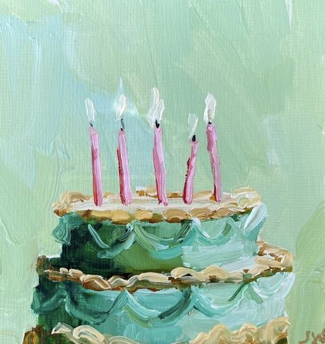 • jan wier • Celebration Art Gcse, Birthday Cake Reference, Birthday Cake Paint, Food Acrylic Painting, Childhood Artwork, Acrylic Painting Food, Birthday Cake Painting, Cake Drawings, Birthday Cake Drawing