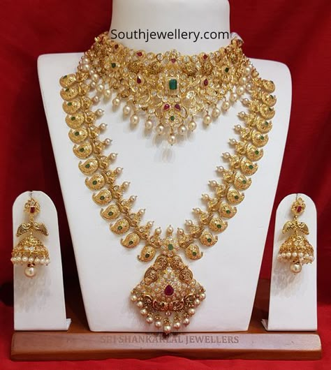 Haram Designs, Gold Bridal Necklace, Mala Jewelry, Indian Bridal Jewelry Sets, Gold Jewelry Simple Necklace, Beautiful Gold Necklaces, Gold Necklace Indian, Gold Necklace Indian Bridal Jewelry, Gold Bridal Jewellery Sets