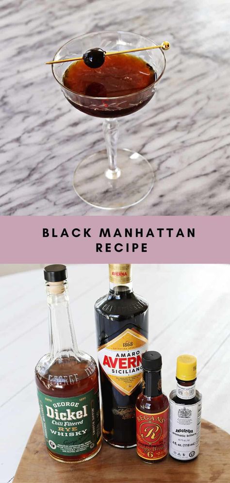 Black Manhattan, Manhattan Recipe, Mixed Drink Recipes, Aromatic Bitters, A Beautiful Mess, Mixed Drinks Recipes, Beautiful Mess, Mixed Drinks, Drink Recipes