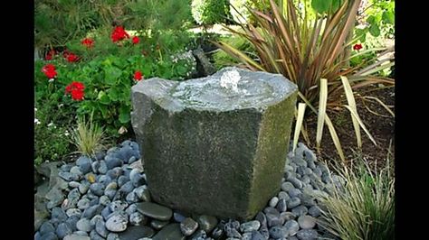 Outdoor Pond-Less Water Fountain Bird Bath - natural rock Pondless Fountain, Resin Waterfall, Waterfall Outdoor, Landscaping With Fountains, Stone Water Features, Concrete Fountains, Rock Fountain, Faux Rock, Outdoor Ponds