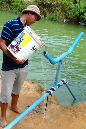 How To Make Water From Air, Pvc Garden Projects, Water Pump Ideas, Water Pipe Diy, Diy Projects Using Pvc Pipe, Diy Water Pump, Pvc Pipe Ideas, Ram Pump, Water Pump System