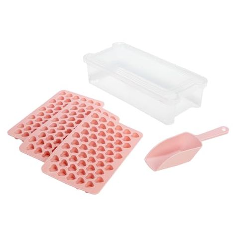 Heart Shaped Ice Cubes, Shaped Ice Cubes, Mini Ice Cube Tray, Ice Bin, Silicone Ice Molds, Ice Scoop, Bin Storage, Pink Amazon, Silicone Ice Cube Tray