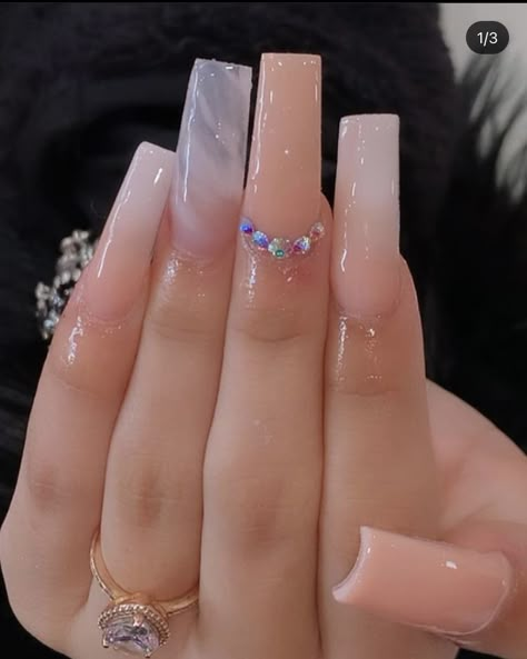 Cute Acrylic Nails Designs Popular, Simple Nail Inspo Coffin, Trending Acrylic Nails 2023, Acrylics Medium Length, Nude Tapered Square Nails, Simple Classy Baddie Nails, Long Ballerina Acrylic Nails, Short Medium Nails Acrylic, Long Simple Acrylic Nails