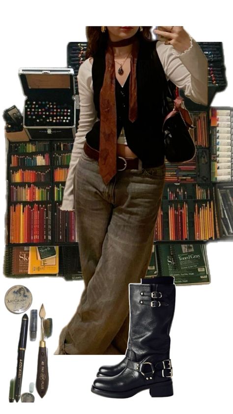 Punk Autumn Outfit, Librarian Core Outfit, Librarian Outfits Women, Writer Outfits, Bookstore Outfit, Library Outfits, Librarian Outfit, Librarian Aesthetic, Outfit Chill