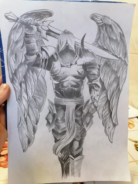 Angel Sleeve Tattoo, Idea For Tattoo, Archangel Michael Tattoo, St Michael Tattoo, Michael Tattoo, Side Wrist Tattoos, Archangel Tattoo, Heaven Tattoos, Sleeve Tattoos For Guys