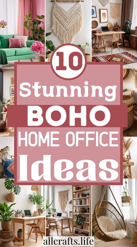 Boho Home Office Ideas Bohemian Office Space, Boho Office Space Workspaces, Boho Home Office Ideas, Boho Office Room, Boho Chic Office, Boho Home Office, Bohemian Office, Chic Office Decor, Feminine Office