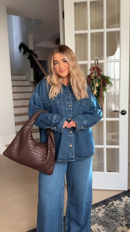 Oversized Denim Shirt curated on LTK Styling Denim Button Down Shirt, Large Denim Shirt Outfit, Oversized Jeans Outfit Women, Oversized Button Up Shirt Outfit Plus Size, Jean Shirts Women Outfits, Oversize Denim Jacket Outfit, Blue Jean Shirt Outfits, Blue Denim Shirt Outfit, Denim Button Up Shirt Outfit