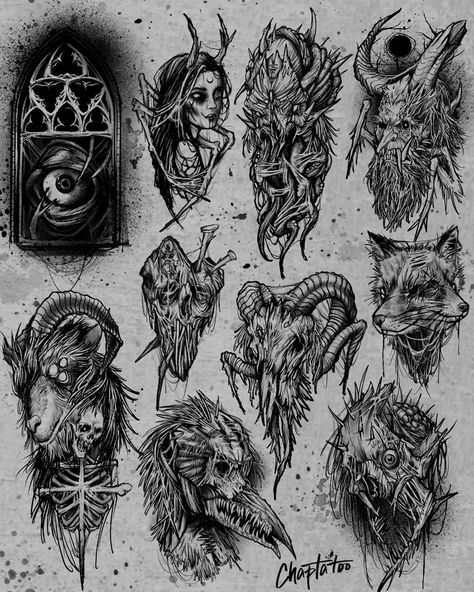 Satanic Tattoos, Stick Tattoo, Monster Tattoo, Comic Tattoo, Insect Tattoo, Fairy Tattoo Designs, Deer Tattoo, Scary Tattoos, Horror Tattoo