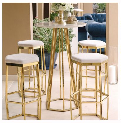 Gold Bar Table, High Top Cocktail Tables, Tall Cocktail Tables, Cocktail Tables Wedding, Cocktail Bar Table, High Table And Chairs, Cocktail Furniture, Outdoor Cocktail Party, Cocktail Table Decor