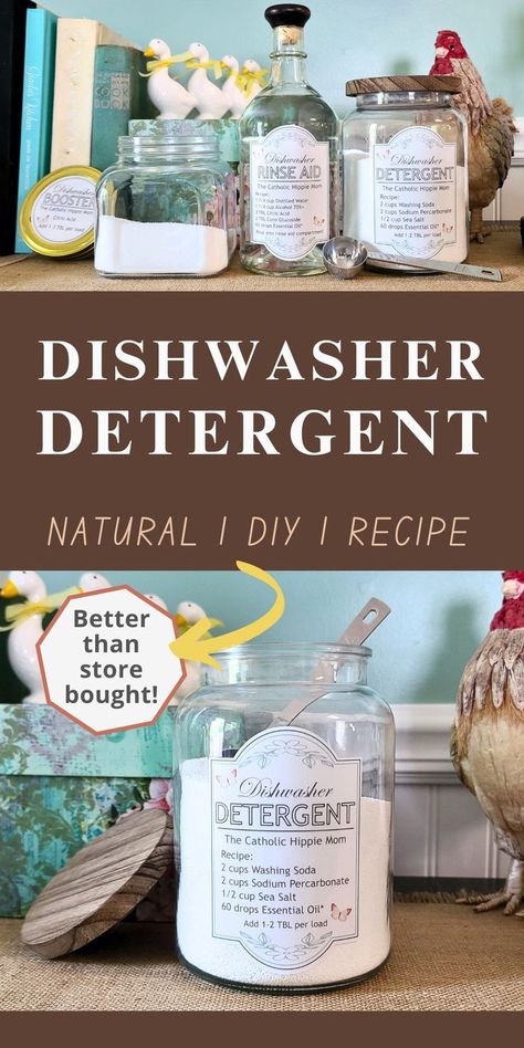 natural dishwasher detergent recipe that is safe and effective even in hard water Diy Dish Detergent, Dishwasher Detergent Diy, Natural Dish Detergent, Homemade Dish Detergent, Diy Dishwasher Soap, Debit Free, Homemade Dishwasher Soap, Diy House Cleaners, Being Self Sufficient