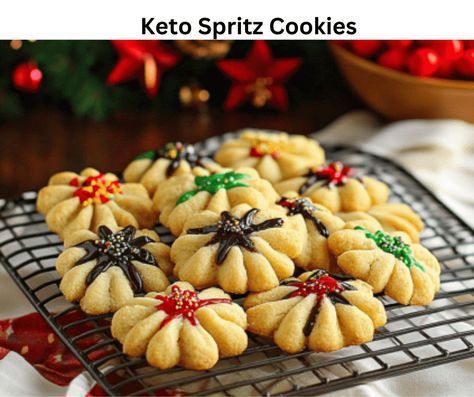 Keto Spritz Cookies Keto Spritz Cookies, Keto Spritz Cookies Recipes, Spritz Cookies Recipes, Cookie Press Recipes, Keto Pecan Pie, Spritz Cookie Recipe, Keto Christmas Cookies, Christmas Baking Ideas, Vegan Diet Plan