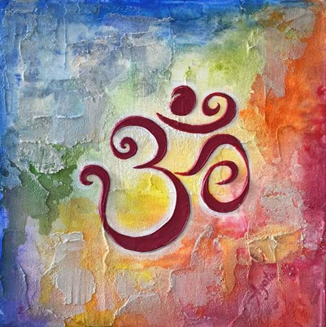 Om Art Artworks, Om Acrylic Painting, Om Painting Om Symbol, Aum Art, Om Symbol Painting, Om Painting, Om Symbol Art, Symbol Painting, The Om Symbol