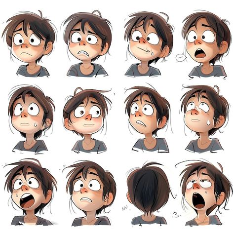 Photo cartoon boys with varied emotions ... | Premium Photo #Freepik #photo Different Cartoon Characters, Angry Animation Character, Character Expressions Sheet, Drawing Face Expressions Sketches, Cute Expressions Faces, Cartoon Expressions Faces, Worried Face Expression, Cartoon Face Expressions, Comic Character Drawing