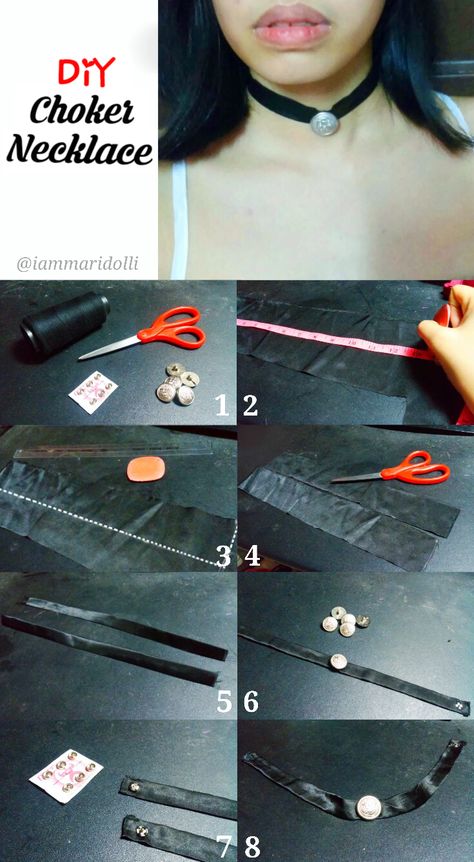 DIY Choker Necklace #chokers #accessories Diy Chockers, Diy Choker Necklace, Diy Choker, Diy Gem, Work Necklaces, Cosplay Reference, Neck Choker, Leftover Fabric, Muslim Girls