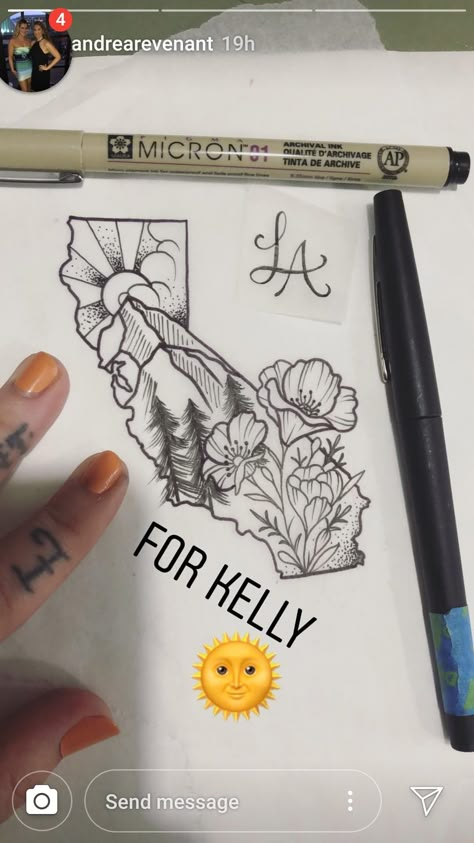 Minimalist California Tattoo, California Landscape Tattoo, California Theme Tattoo, Northern California Tattoo Ideas, Montana State Tattoo, West Virginia Tattoo Women, Mexicali Tattoo, New York State Tattoo, State Tattoos For Women