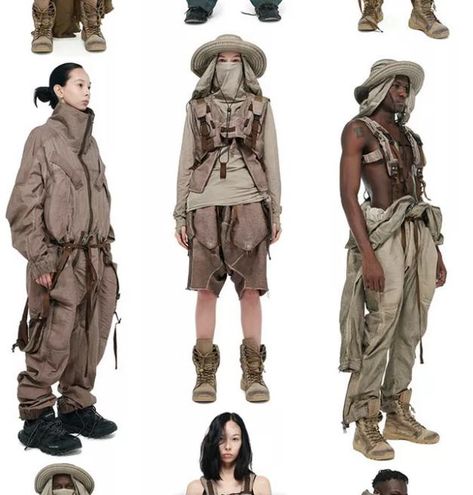 Dystopian Aesthetic Fashion, Apocolypse Hairstyle, Dystopia Core Fashion, Avant Apocalypse Aesthetic, Postapocalyptic Style Men, Avant Apocalypse Fashion, Post Apocalyptic Outfit Male, Futuristic Explorer, Solar Punk Fashion