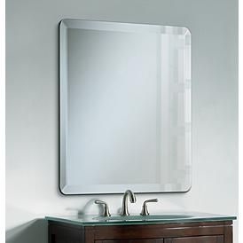 Square Frameless 30" Square Beveled Wall Mirror Wall Mirror Ideas, White Square Tiles, Mirrors For Bathroom, Frameless Mirrors, Dressing Unit, Studio Bathroom, Hotty Toddy, Vanity Wall Mirror, Bathroom Inspiration Modern