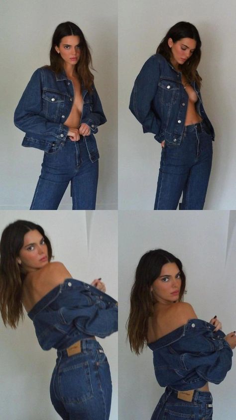 Kendall Jenner Calvin Klein Levi Jeans Photoshoot, Denim And Bra Photoshoot, Photoshoot Ideas Calvin Klein, Calvin Klein Denim Campaign, Kendall Jenner Studio Photoshoot, Calvin Klein Woman Photoshoot, Ck Outfit Calvin Klein, Calvin Klein Inspired Photoshoot, Jean Jacket Photoshoot Ideas