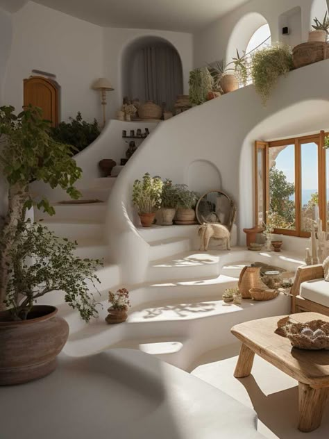 Modern Italian Villa Interiors, Italian Home Interior Design, Italian Summer House Interior, Cob House Living Room, Italian Farmhouse Interior, Modern Italian Home Interiors, Greek Architecture Homes, Sicily Interior, Greek Style Home Interiors