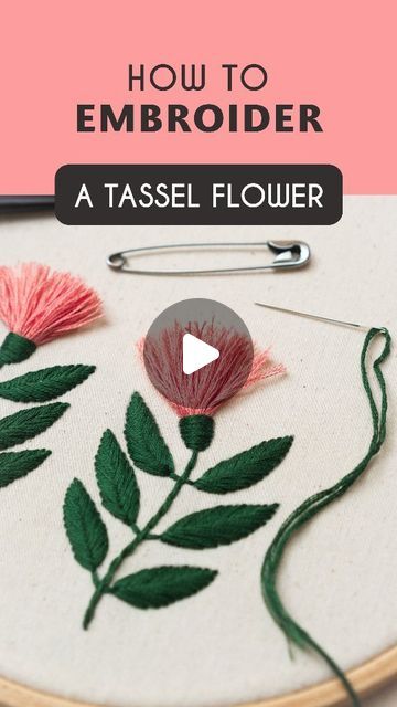 Tassel Flower Embroidery, 3d Embroidery Tutorial, 3d Flower Embroidery Tutorial, Hand Embroidered Flowers Tutorials, Embroidery Stitches Tutorial Videos, Hand Embroidery Flowers Tutorial, Embroidered Flowers Tutorial, 3d Embroidery Techniques, How To Embroider Flowers