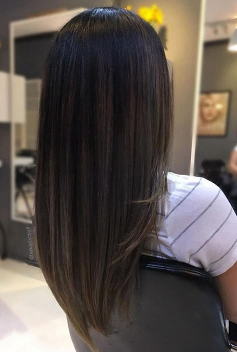 V Cut Hair, Light Brown Ombre, Black Hair Ombre, Black Hair Balayage, Brazilian Straight Human Hair, Straight Black Hair, Straight Weave Hairstyles, Oval Face Hairstyles, Frontal Hairstyles