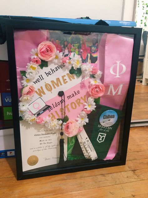 #graduation #gradcrafts #shadowboxideas #gradcap #sorority #phimu Sorority Shadow Box Ideas, Graduation Paddle, Shadow Box Graduation, Sorority Graduation, Shadow Box Ideas, Graduation Caps, Delta Gamma, Grad Cap, Graduation Cap