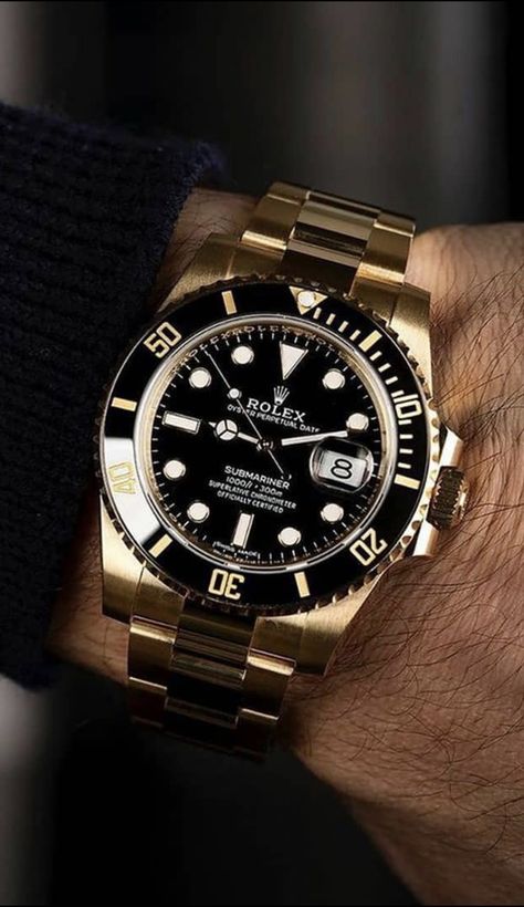 Rolex Submariner Black Gold, Rolex Submariner Gold, Mens Luxury Accessories, Rolex Submariner Black, Rolex Submariner Date, Submariner Date, Gold Rolex, Rolex Watches For Men, Mens Fashion Watches