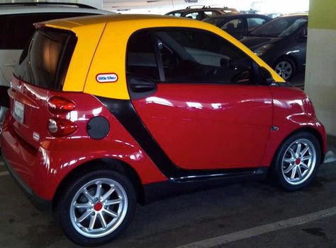 Adult Sized Little Tikes Fisher Price Car!!!  (from a smart car) HOW AWESOME?! Little Tikes, Smart Car, Have A Laugh, Laughter Is The Best Medicine, Made Me Laugh, Laugh Out Loud, Just For Laughs, Paint Job, Makes Me Laugh