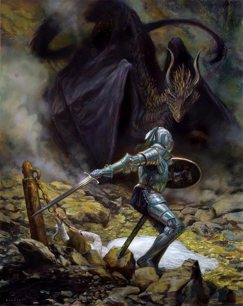 St George and the Dragon by DonatoArts on DeviantArt Donato Giancola, Dragon Medieval, St George And The Dragon, Starověký Egypt, Saint George And The Dragon, San Michele, 다크 판타지, Knight Art, Dragon Slayer