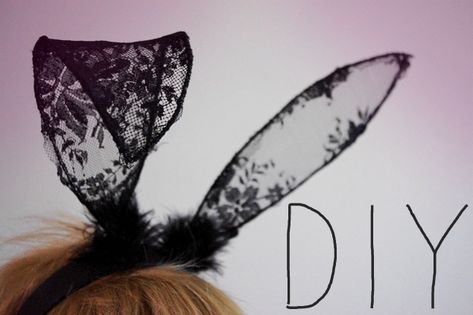 Diy Masquerade, Diy Masquerade Mask, Diy Bunny Ears, Lace Bunny Ears, Playboy Bunny Costume, Lace Mask, Bunny Costume, Feather Headband, Playboy Bunny