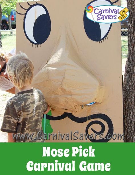 Carnival Games School, Trunk Or Treat Nose Pick, Nose Picker Carnival Game, Old Fashion Carnival Games, State Fair Games Diy, Inside Carnival Games, Carnival Games For School Booth Ideas, School Halloween Festival Ideas, School Festival Games