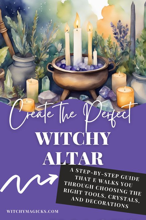 Transform your space with the perfect witchy altar setup. This step-by-step guide walks you through choosing the right tools, crystals, and decorations to create a sacred space that reflects your unique spiritual path. From beginner tips to advanced practices, discover everything you need to know to set up a powerful and enchanting altar. Ready to craft your sacred space? Click to learn more! #WitchyAltar #SacredSpace #Witchcraft #SpiritualSetup How To Make A Crystal Alter, Modern Witch Altar, Small Witch Altar, Alter Set Up Witchcraft, How To Set Up An Altar, Witchy Altar Ideas, Witches Alter, Altar Setup, Easy Witchcraft