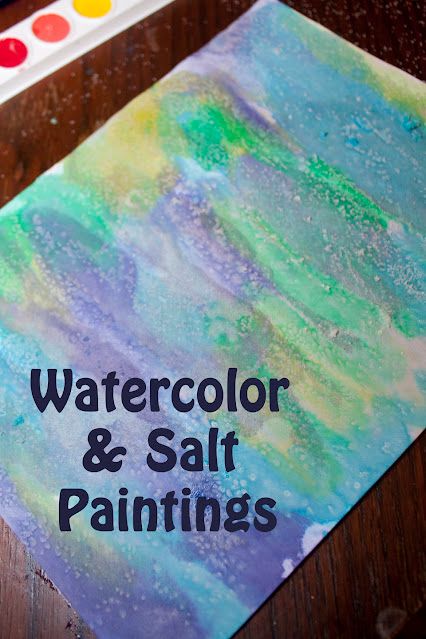 Painting with Watercolors and Salt - Life with Moore Babies Watercolor And Salt, Salt Watercolor, Painting With Watercolors, Salt Art, Entertaining Kids, Salt Painting, Preschool Art Projects, Baby Painting, Water Art