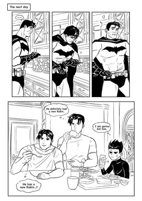 Superbat Mpreg, Batman X Superman Mpreg, Superbat Comics, Batman Family Fanart, Bruce And Jason, Superbat Family, Superbat Fanart, Batman X Catwoman, Dc Comics Funny