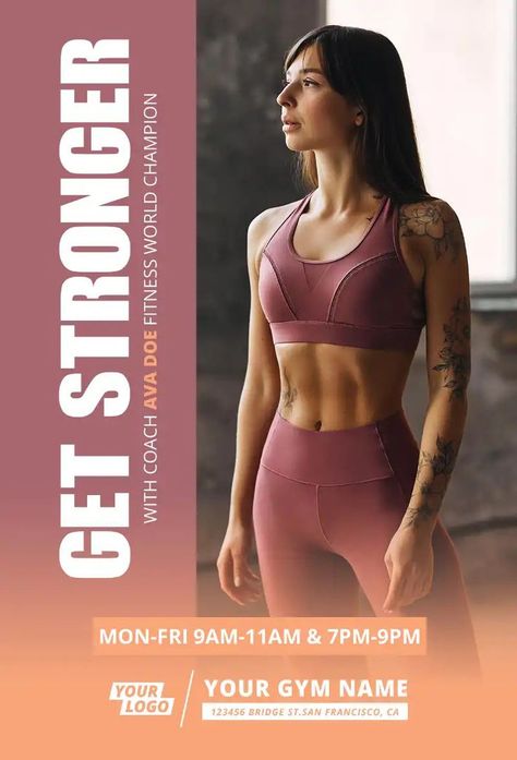 #Fitness #Workout #Flyer Personal Trainer Flyer Templates, Fitness Flyer Design Personal Trainer, Workout Poster Design, Gym Graphic Design, Personal Trainer Flyer, Fitness Flyer Design, Fitness Graphics, Surfer Workout, Gym Advertising