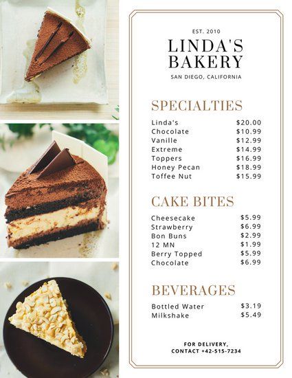 White Cake Photo Collage Bakery Menu Cake Shop Menu Card Design, Cake Menu Design Ideas Template, Cake Menu Card Design, Desserts Menu Design, Pastry Menu Design Ideas, Cake Flyer Design Templates, Cake Menu Design Template, Cake Menu Design Ideas, Dessert Menu Design Ideas