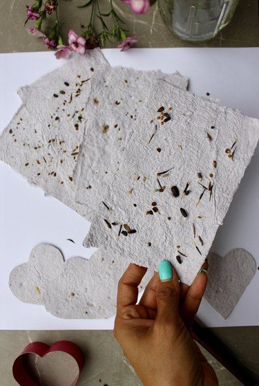 Turn Your Unwanted Paper Scraps Into Colorful Flowers and Herbs With This DIY Seed Paper | ehow.com Diy Flower Seed Paper, Diy Paper Seed Cards, How To Make Seed Paper For Planting, Homemade Seed Paper, Making Seed Paper, Paper Making Ideas, Textured Canvas Art Diy Tissue Paper, Plantable Paper Diy, Seed Paper Diy