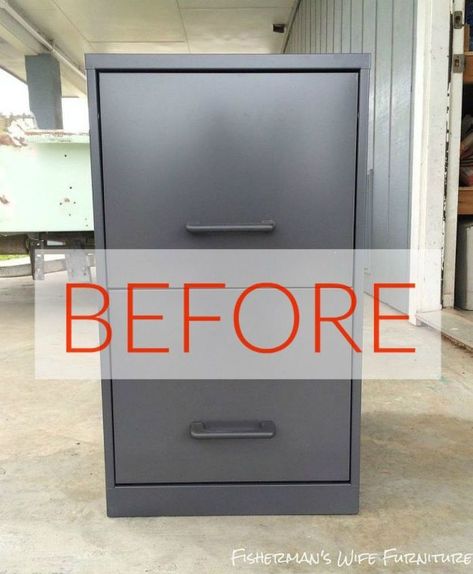 Metal Filing Cabinet Makeover Diy, Filing Cabinet Repurpose, Filing Cabinet Ideas, Painted File Cabinets, Cabinet Makeover Diy, Diy File Cabinet, File Cabinet Makeover, Tool Box Diy, File Cabinet Desk