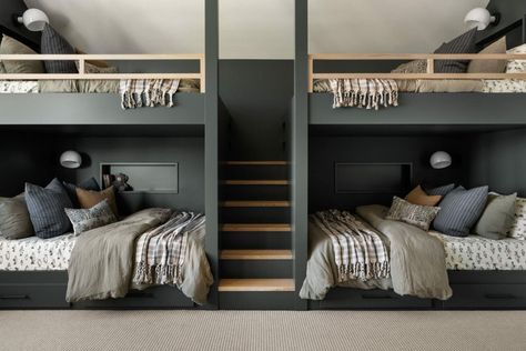 Bunk Rooms From The Studio McGee Archives - Studio McGee Eclectic Shelving, Street Style Room, Bunk Room Ideas, Male Bedroom, Male Bedroom Ideas, Home Door Hanger, Bunk Bed Room, The Mcgee Home, Bunk Bed Rooms